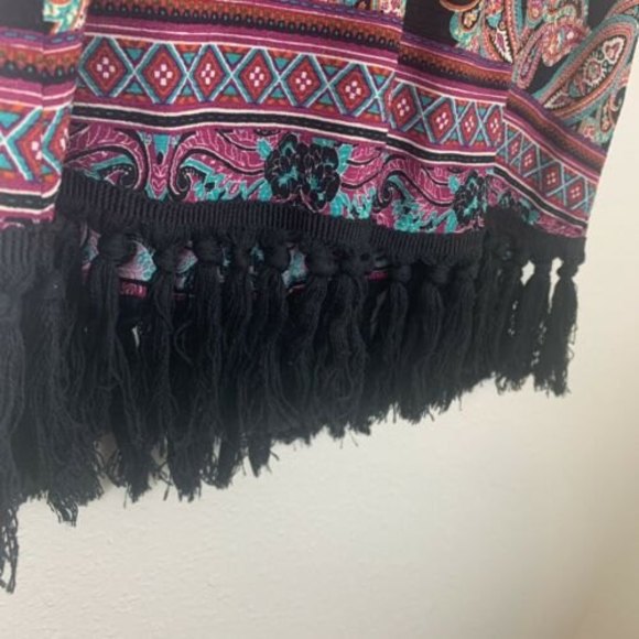Entro Small Sleeveless Paisley Tassles Fringe Tank Top Tunic Boho Western Rodeo - Picture 3 of 8